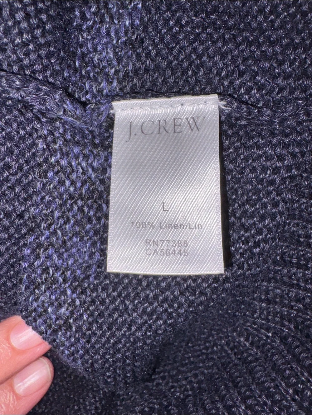J. Crew 100% Linen Crewneck Sweater Navy/Blue Stripe Lightweight Layering